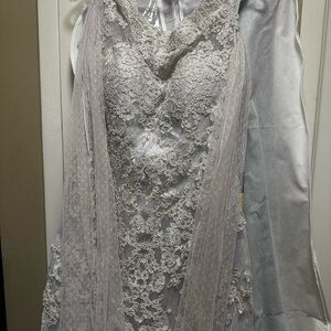 Elegant Lace Gown with Sheer Overlay